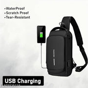 Chest Bag for Men with USB Charging Port | Anti-Theft Crossbody Sling Bag for Men | Travel Shoulder USB Sling Bag | Sports Messenger Bag | Side Bag Casual Daily Use Bag Water Resistance 4