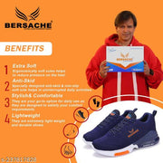 Bersache Lightweight Sports Shoes with High Quality Sole | Comfortable Outdoor, Casual, walking, Gym, Training, Trekking and Hiking Navy Blue Shoes for Men