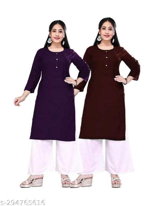 Casual Women's Low Price Plain Kurta For Daily Use ( Combo Of 2)