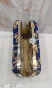 Party Velvet Clutch for Women Trendy Blue Color Box Clutch with Handle Dulhan purse Bridal Clutch
