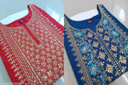 Women Ethnic Wear Rayon Embroidery Gala Kurti, Size -S, M, L, XL, XXL, 2XL, New Design & Fashionable Kurti, Pack of 2 (Combo of 2)
