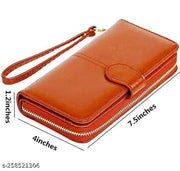 Stealodeal Zipper Wallet Large Capacity PU Leather Clutch Women's Wristlet (Orange)
