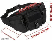 Outdoor Unisex Tactical Military Waist Pack Chest Bag 3 Pocket Holder Black | 37 x 18 x 11 cm | Black aas5