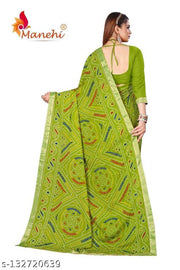pranjal printed bandhani saree_parrot green