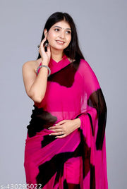 Trending Pure Chiffon Latest Black Designar Printed saree For Women