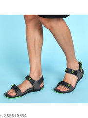 Paragon Blot Grey & Neon Green Sandals for Men