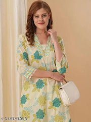 Stylish Women Kurti with Palazzo Pant Set | A-Line | Casual Ethnic Wear