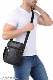 Vegan Leather Sling Bag, One Side Shoulder, Cash Bag, Cross Body, Chest Bag, Travel, Handbag, Office, Messenger Bag for Men, Women & Boys