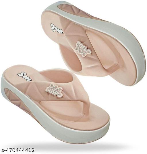Vintex Women Sandals for Women Stylish Casual Comfortable Daily Wear Footwear, Trendy Flat Open Toe Slip-On Sandals for Ladies, Lightweight Soft Sole Walking Sandals for Office, College, Travel and Everyday Use (614-PINK PLATFORMS SANDAL FOR WOMEN)