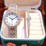Trending New Arrival Stylish Attractive Ethnic Rose Gold Bracelet Look Analog Watch for Girls