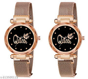 Luxury Studded Color New Mesh Magnet Buckle Starry sky Quartz Sparkling Magnetic Strap Magnet watch Red Girls and Women.