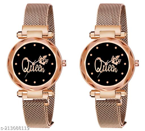 Luxury Studded Color New Mesh Magnet Buckle Starry sky Quartz Sparkling Magnetic Strap Magnet watch Red Girls and Women.