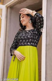Stylish Rayon Printed Green women Kurtis