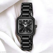Lorenz Metallic Black Chain Wrist Watch for Women | Square Dial Women's Watch | AS-124A