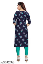 Polyster/Crepe fabric-Women's Multicolor Daily Use Straight Kurti (Pack Of 2 Pcs)