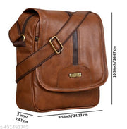 LOREM Tan Stylish Faux Leather Cross Body Sling Bag For Men SL04