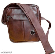 Men's Mini Side Sling Bag size 18X16X6 cms Front And Back Zippper Pocket, Inside One Small Pocket