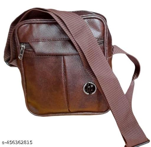 Men's Mini Side Sling Bag size 18X16X6 cms Front And Back Zippper Pocket, Inside One Small Pocket