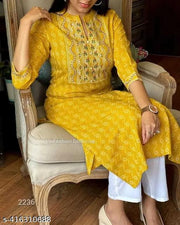 WOMEN KURTA|| WOMEN DRESS || EMBROIDERY KURTA || YELLOW EMBROIDERY KURTA ONLY