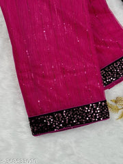 Designer Sequence Work Saree with Matching Heavy Sequence Blouse, Glamorous Party Wear Saree for Women, Sangeet and Wedding Functions