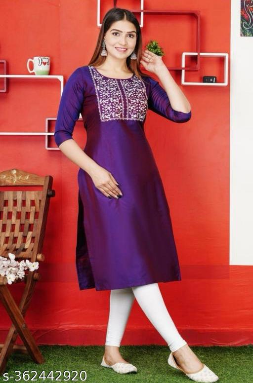 Purple Emrodery kurti for women