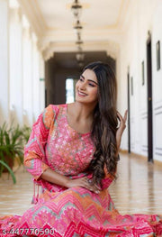 EMBROEDARY RAYON ANARKALI LONG KURTI