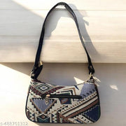 Printed Women's Jute Handcrafted Vegan Leather Black and White Mini Shoulder Bag