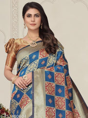 jacquard patola saree with brocade blouse