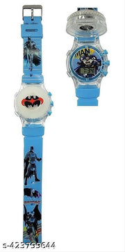 Dreamy Soft Rubber Silicone Light with Spinner Cartoon Cap Cover Digital Kids Watch Non Breakable Wrist Watch - Pack of 1 Watch (Btmn Turquoise)