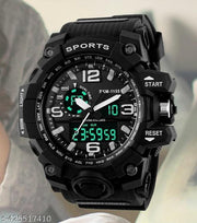 Sports Watch for Men: Black Analog Digital Multifunction Display