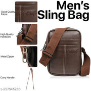 Synthetic Leather Classic Trendy Shoulder Daytrip Side Crossbody Office Slingbag For Men