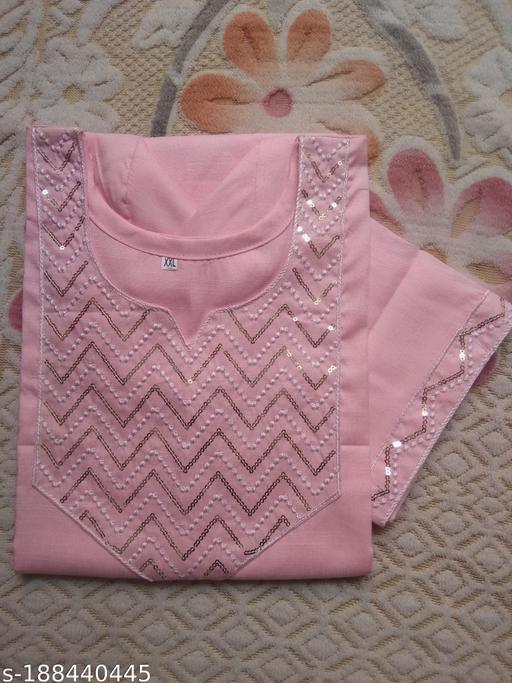 Womens Neck & Border Embroidered  Straight Fancy Kurta