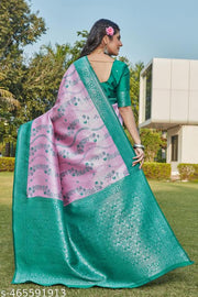 cotton silk jacquard saree with unstitched blouse