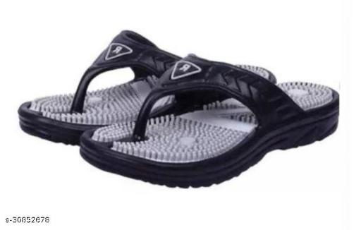 Black Solid Thong Flip-flops For Men