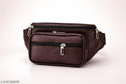 Premium Leather waist Bag for Men | Stylish Weekender Bag | Large Capacity Handbag with Multiple Compartments (Brown)