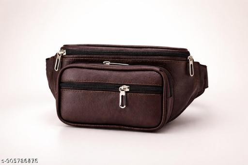 Premium Leather waist Bag for Men | Stylish Weekender Bag | Large Capacity Handbag with Multiple Compartments (Brown)