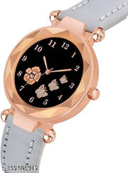 Flower Designer Leather Strap Women's and Girl's Watch Analog Watches And Free Gift