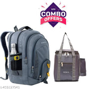 Myron Combo School bag + Lunch Bag Unisex travel Backpack durable and strong Class 5th-10th for School, college, travel and office use Waterproof School Bag  (Grey, 50 L)