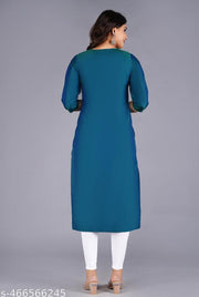 Green Emrodery Work Round Neack  kurta for women