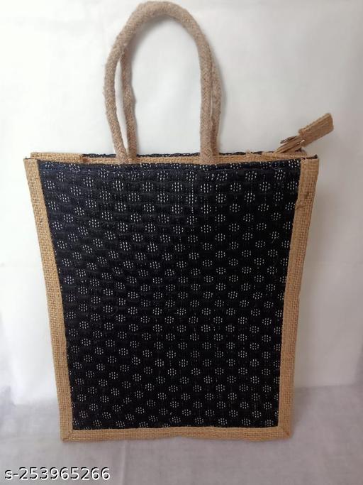 Jute Bag-Reusable Tiffin Shopping Grocery Multipurpose Hand Bag with Zip & Handle for Men and Women (Pack of 1)