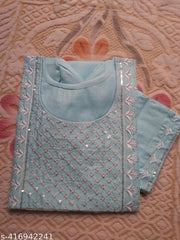 Women Neck Border Embroidered  Straight Fancy Kurta Combo Pack Of 2