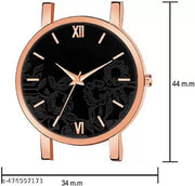 Marron_Pink | Ribbin Belt |  Black Flower Dial | Combo
