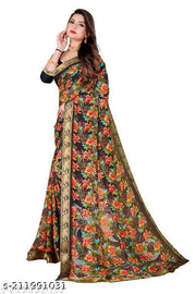 NEW FLOWER GEORGETTE DESIGN SAREE WITH BORDER
