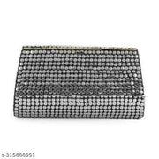 Design Craft India Mosaic Metal Clutch Bag  Silver White Stylish Bag For Women And Girls