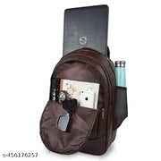 Zerus 35L Brown PU Leather Laptop Backpack Waterproof Travel & Office Bag for Men & Boys