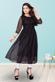Elegant Stylish Net Gown for Women with Front Show Buttons | Perfect for Festive & Party