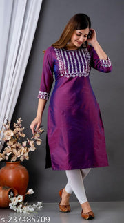 Vaimiya Embroidered Straight Kurti For Women