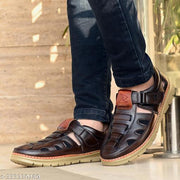 XEYLO Men's Stylish & Premium Quality Genuine Faux  Leather Velcro Roman Sandals | Sandal For men | Bantu Sandal | Floater Sandal | Slipper | Sandal For Men | Boys Sandal | Trending Sandal for men|