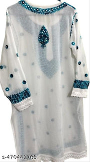 Lucknowi chikankari mirror work seded thared maching innor women fancy latest kurti