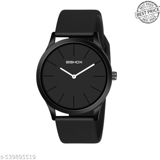 Black Dial Analog Watch for Men – Stylish Silicone Strap, Quartz Movement, Waterproof & Scratch-Resistant | Sleek, Professional Look for Office, School & Casual Wear | Premium Branded Watch Under 300